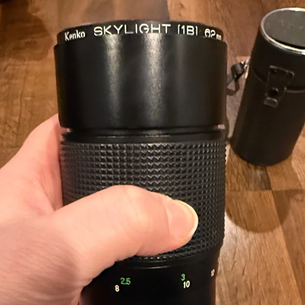 Vivitar Auto Telephoto 200 MM 1:3.5 Camera Lens with Case and Kenko Skylight